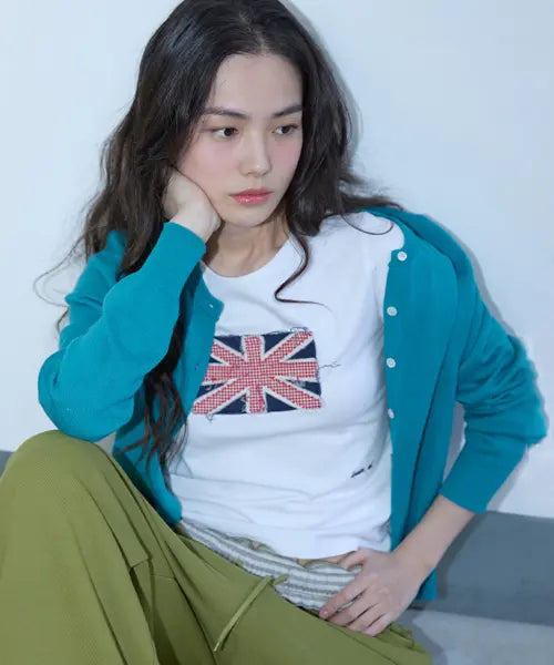 [MICHIKO LONDON KOSHINO] Union Jack Patch Work Tee White / 유니언잭 패치워크 티셔츠 화이트