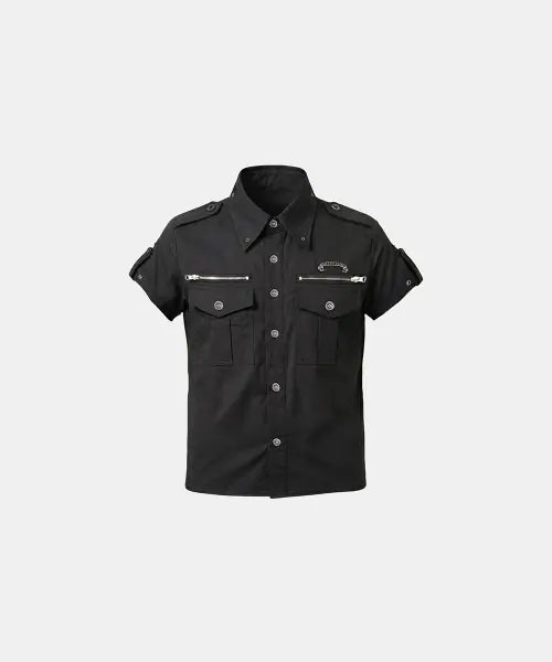 [BADBLOOD] Memphis Utility Short Sleeve Shirt – Black / 멤피스 유틸리티 숏슬리브 셔츠 - 블랙