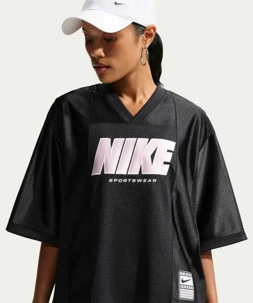 [NIKE] W NK NSW SS GX JRSY TOP SI - BLACK/BLACK / 스포츠웨어 오버사이즈 반소매 그래픽 저지 W - 블랙 / IV5751-010