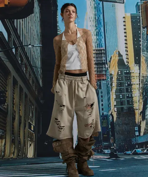 [GATELESS] DAMAGE BERMUDA PANTS