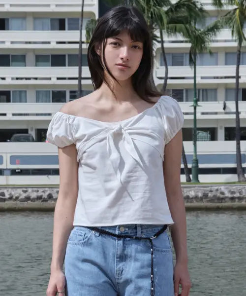 [SOMEWHEREBUTTER] Muet Ribbon Blouse - Ivory