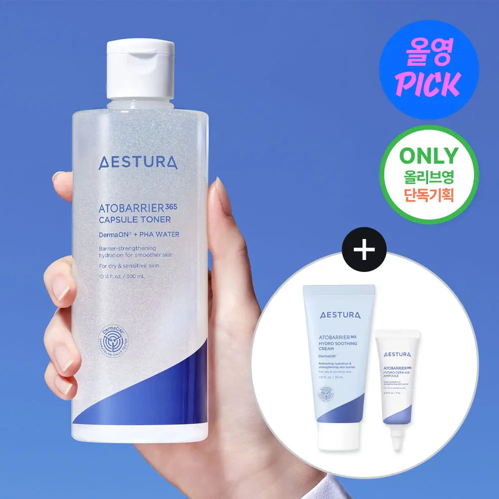 [aestura] AESTURA Atobarrier365 Capsule Toner 300ml Set / [7월 올영픽] 에스트라 아토베리어365 캡슐토너 300ml 기획 (+수딩크림 30ml+세라-히알 앰플 7ml)