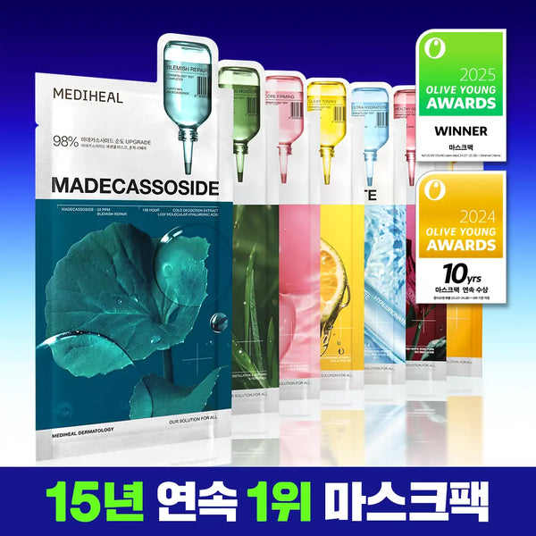 [mediheal] Mediheal Essential Mask Pack (Choose 7 types, 1 sheet each) / [15년연속 1위] 메디힐 에센셜 마스크팩 1매 고기능 7종 골라담기
