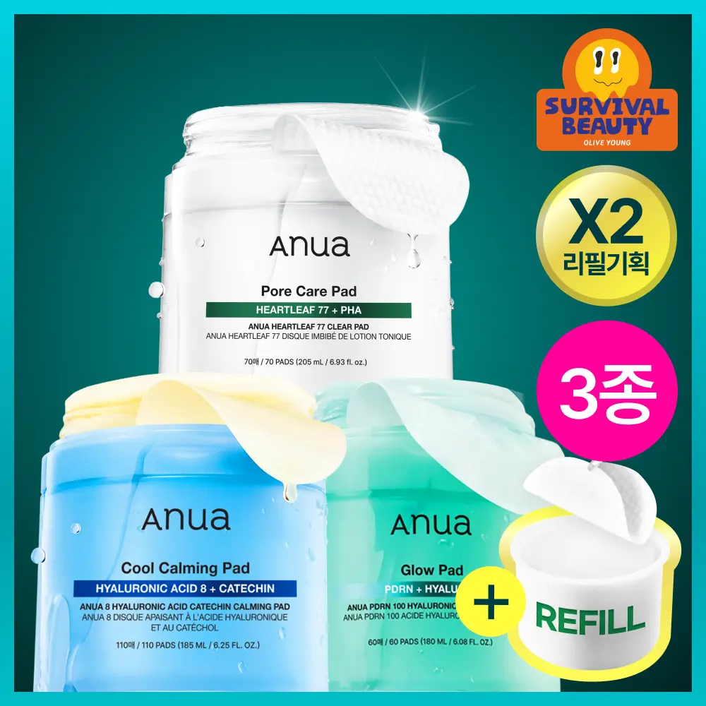[Anua] Anua Pad Refill Set (3 Types: Houttuynia/PDRN/Catechin) - Olive Young Exclusive / [수지pick/올영단독] 아누아 패드 리필 기획 3종(어성초/피디알엔/카테킨)