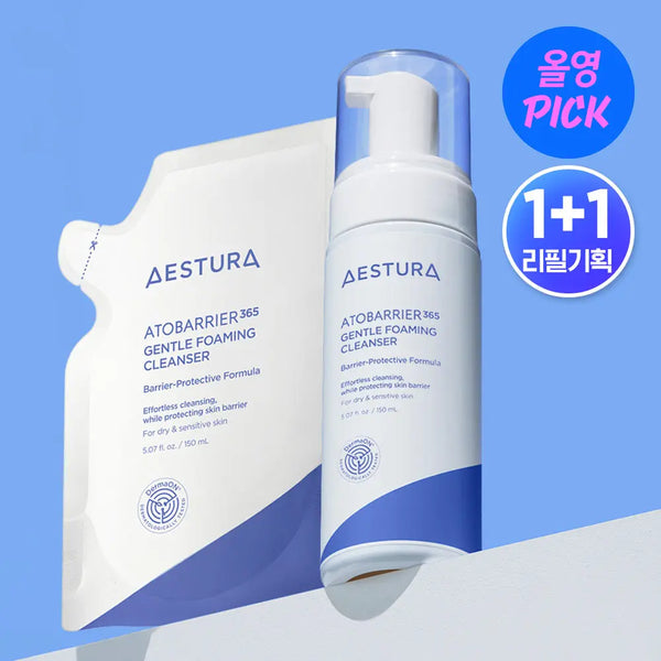 [aestura] AESTURA Atobarrier365 Foaming Cleanser 150ml + 150ml Refill Set / [7월 올영픽] 에스트라 아토베리어365 포밍 클렌저 150ml+150ml 리필 기획