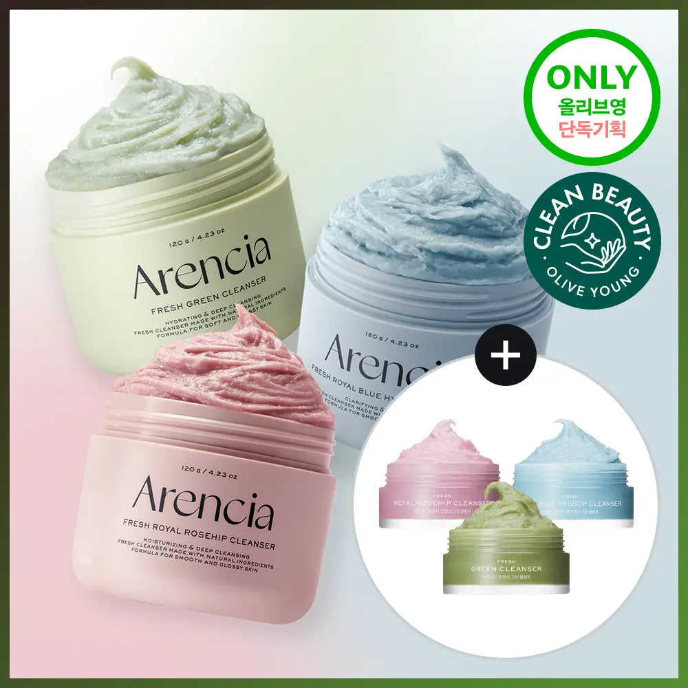 [Arencia] Arencese Tteok Soap Fresh Cleanser 120g (Special Set) / [1등블랙헤드말끔/15g증정기획] 아렌시아 떡솝 프레시 클렌저 120g 기획 3종 (그린/로즈힙/블루히솝)