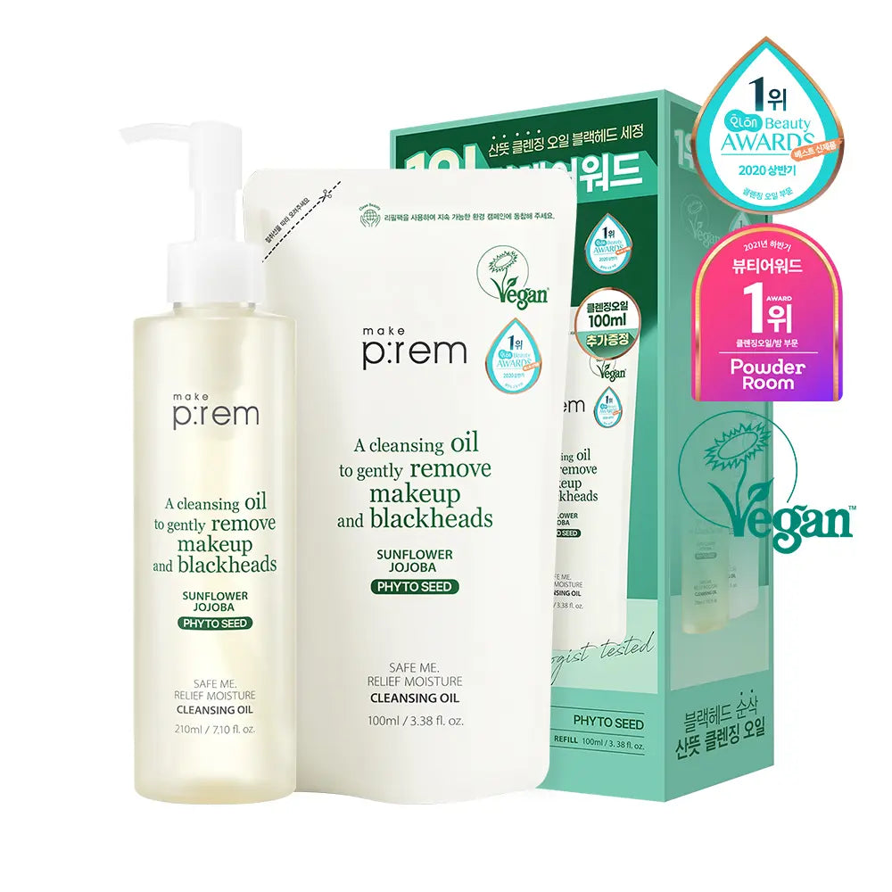 [makeprem] Make P:rem Safe Me Relief Moisture Cleansing Oil Refill Set (210ml+100ml Refill) / 메이크프렘 세이프 미 릴리프 모이스처 클렌징오일 리필기획 (210ml+100ml 리필)