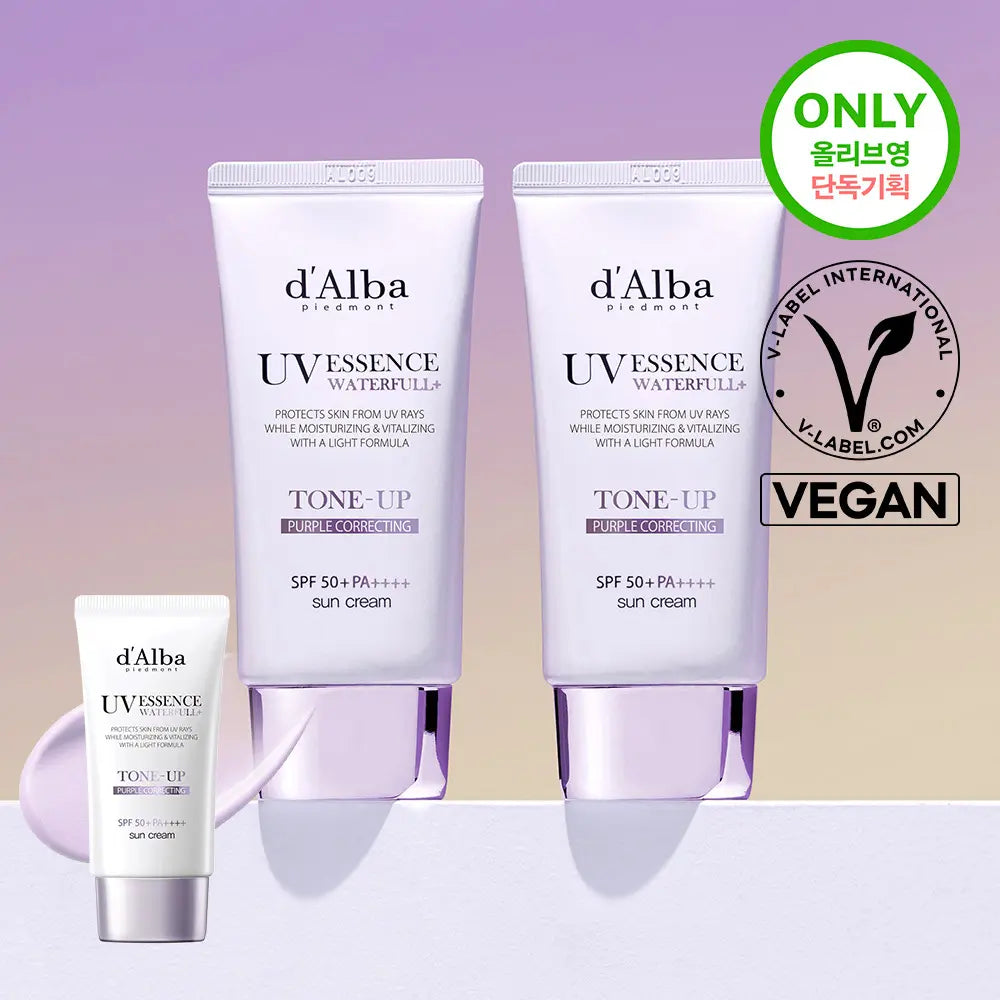 [dalba] D'Alba Waterful Tone-Up Sun Cream - Purple (2x 50ml) / [쿨톤보정] 달바 퍼플 톤업 선크림 듀오 기획 (50ml+50ml)