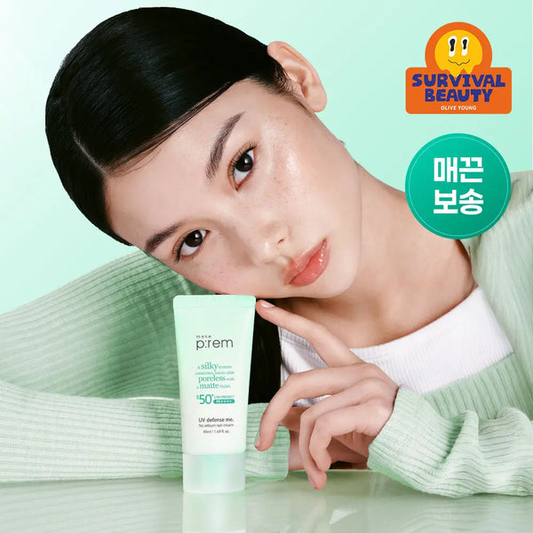 [makeprem] Make P:rem UV Defense Me No Sebum Sun Cream 40ml+40ml Set / [뽀송 무기자차] 메이크프렘 유브이 디펜스 미 노세범 선크림 40ml+40ml 기획