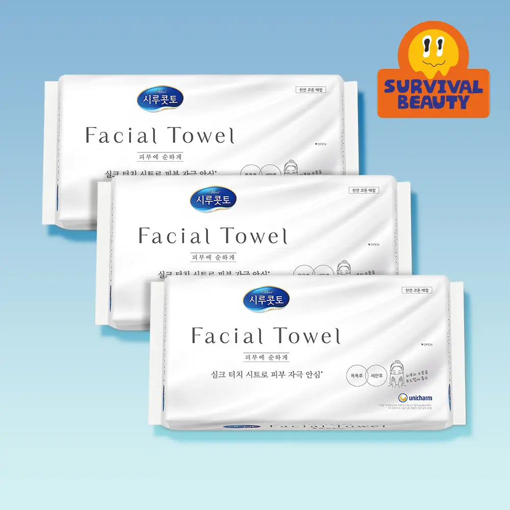 [silcot] Shirukotto Facial Towel 40 Sheets x 3 Pack / [대용량 기획] 시루콧토 페이셜타월40매 X 3입 기획
