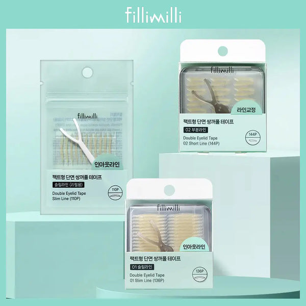 [Fillimilli] Fillimilli Pact-Type Single-Sided Double Eyelid Tape (Slim Line / Partial Line) / [리필출시] 필리밀리 팩트형 단면 쌍꺼풀 테이프 2종 택1 (슬림라인/부분라인)
