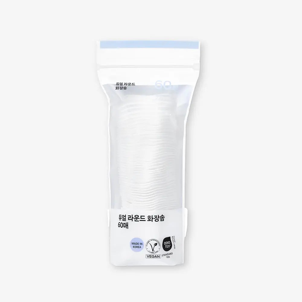 [Oliveyoung] Olive Young Dual Round Cotton Pads, 60 Count / 올리브영 듀얼라운드화장솜 60매