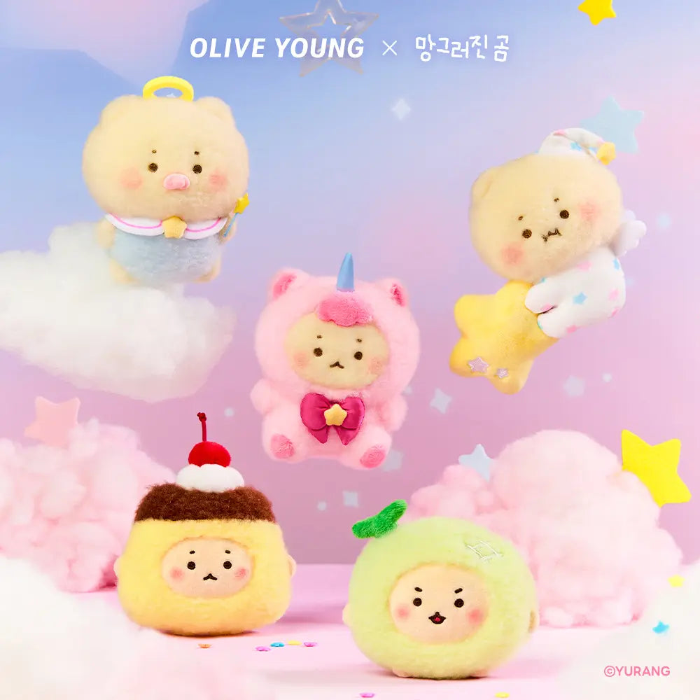 [mangomee] Manggeureonjigom Doll Keychain (5 Types: Baby Angel / Fruity Sweets) / 망그러진곰 인형키링 5종 (아기천사/프루티스위츠)