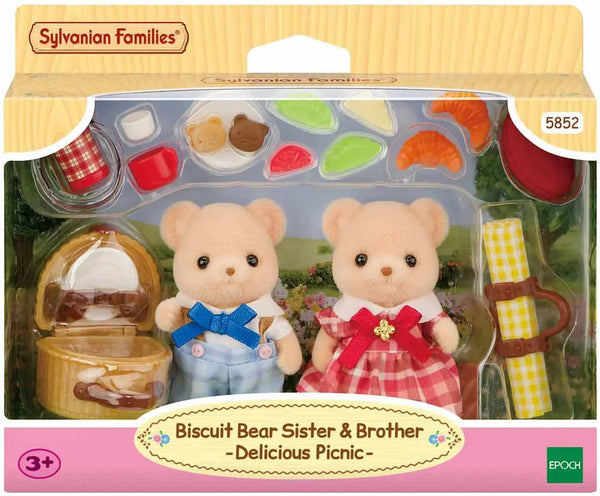 [실바니안 패밀리] Sylvanian Families Biscuits Bear Siblings Sweet Picnic Playset / [실바니안 패밀리] 5852-비스킷 곰 남매의 달콤한 피크닉 소품 인형 피규어 세트