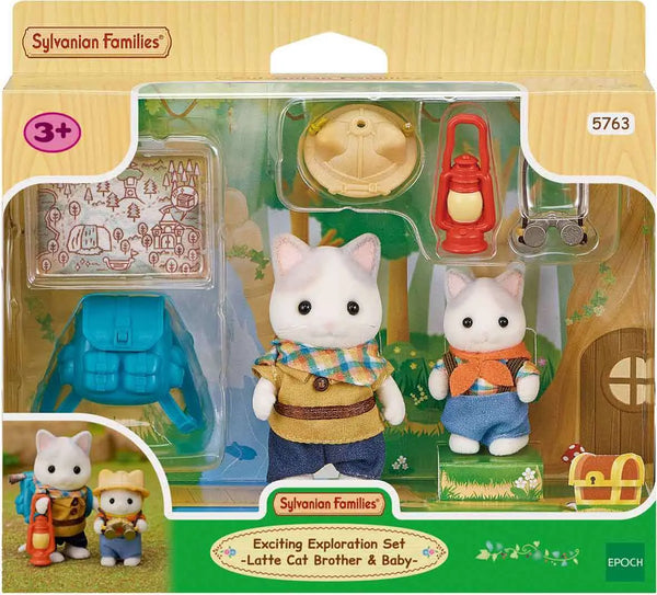 [실바니안 패밀리] Sylvanian Families 5763 Latte Cat Siblings Explorer Set / [실바니안 패밀리] 5763-탐험을 떠나는 라떼 고양이 남매 소품 인형 피규어 세트
