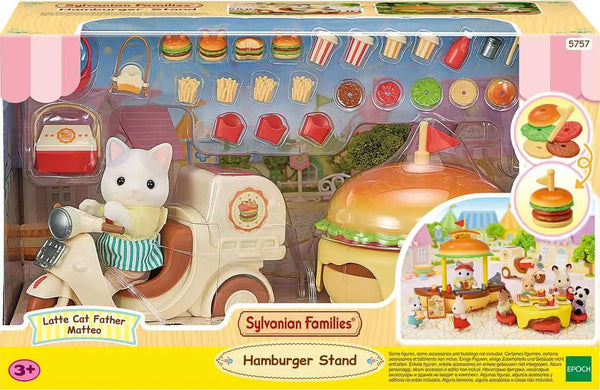 [실바니안 패밀리] Sylvanian Families 5757 Latte Cat's Hamburger Cart Figure Set / [실바니안 패밀리] 5757-라떼 고양이의 햄버거 카트 자동차 소품 인형 피규어 세트