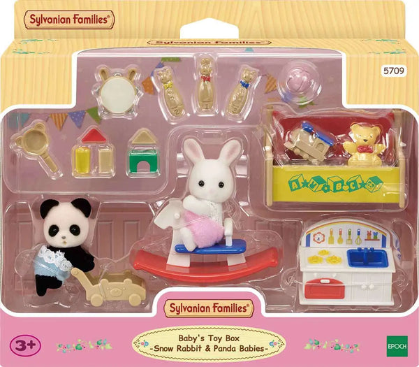 [실바니안 패밀리] Sylvanian Families 5709 - Baby Playroom Set with Snow Rabbit and Panda Figures / [실바니안 패밀리] 5709-눈꽃 토끼와 판다의 아기 놀이방 소품 인형 피규어 세트