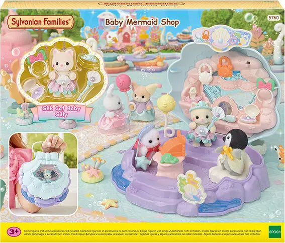 [실바니안 패밀리] Sylvanian Families 5760 Silk Cat Baby Mermaid Shop Playset / [실바니안 패밀리] 5760-실크 고양이 아기의 머메이드 샵 소품 인형 피규어 세트