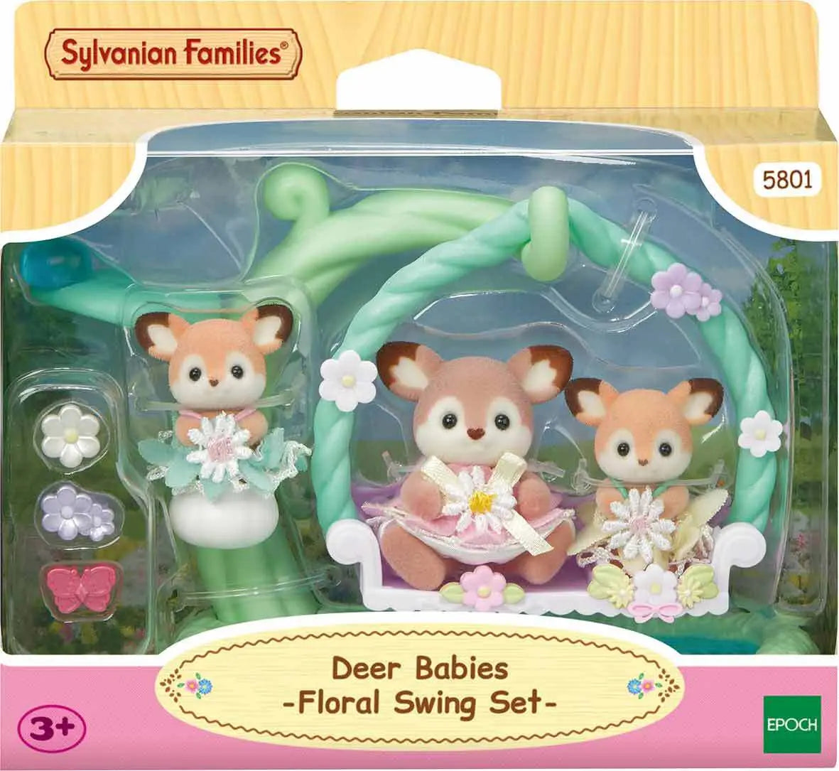 [실바니안 패밀리] Sylvanian Families 5801 Baby Deer Riverside Swing Playset / [실바니안 패밀리] 5801-아기 사슴 시냇가 그네 소품 인형 피규어 세트