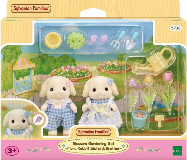 [실바니안 패밀리] Sylvanian Families Flora Rabbit Siblings' Flower Gardening Playset / [실바니안 패밀리] 5736-플로라 토끼 남매의 꽃 가꾸기 소품 인형 피규어 세트