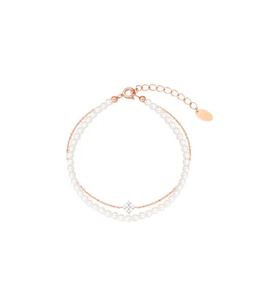 [STONEHENGE] Silver Cross Cubic Pearl Bracelet SC26B26A / 실버 크로스 큐빅 진주 팔찌 SC26B26A