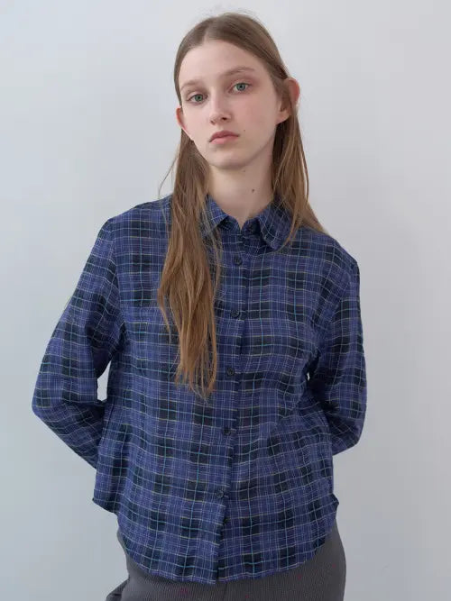 [ENZO BLUES] Cotton Tartan Checked Shirt (Blue) / 코튼 타탄 체크 셔츠 (Blue)