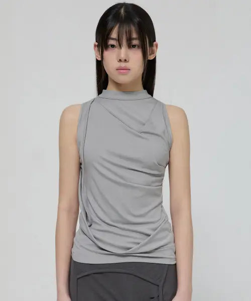 [FLAREUP] Draped Sleeveless Top (FL-135_Gray)