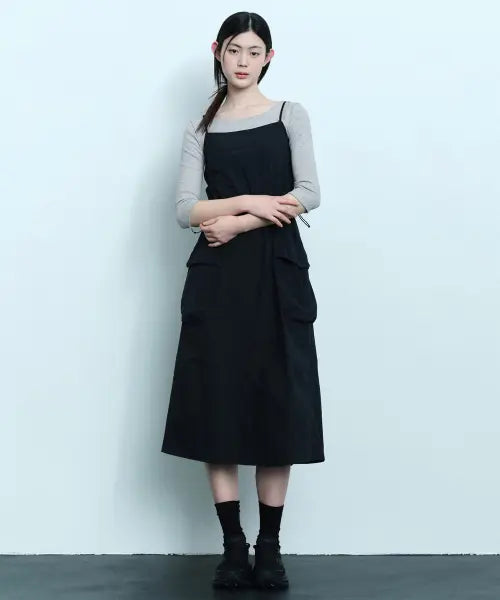 [MUSINSA STANDARD WOMAN] Women's Nylon Sleeveless Cargo Dress [Black] / 우먼즈 나일론 슬리브리스 카고 드레스 [블랙]