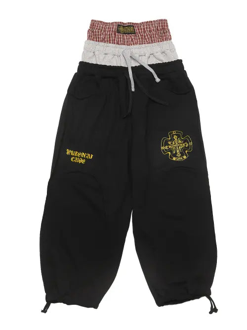 [KUTENAI CAVE] [1size]Trompe l oeil 3layered sagging pants