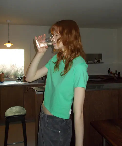 [108POUND] Base Crop Tee_Apple Green