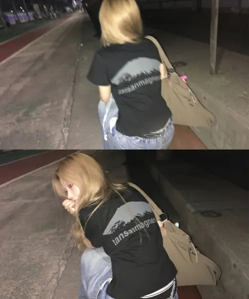 [TANSANMAGNESIUM] Mountain W Tee in Grey/Black / 마운틴 티셔츠 (블랙/그레이)