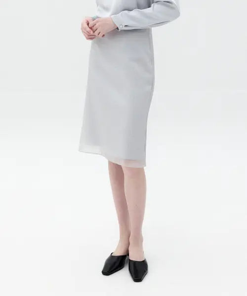 [EVOKEERA] Nue Layered Midi Skirt (Light Gray) / Nue Layered Midi Skirt(Light Gray)