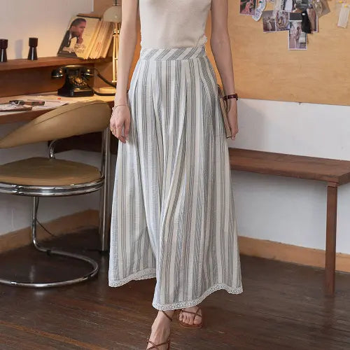 [SIMPLE RETRO] SR_Stripe high waist skirt
