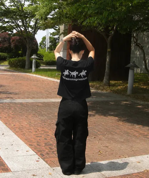 [TANSANMAGNESIUM] Horse Rabbit T-Shirt (Black/White) / 홀스 래빗 티셔츠 (블랙/화이트)