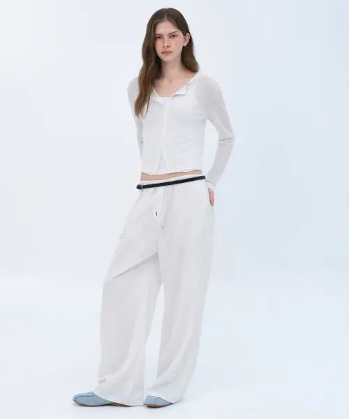[MUSINSA STANDARD WOMAN] Women's Linen-Like Sheer Jersey Cardigan [White] / 우먼즈 린넨 라이크 시어 저지 가디건 [화이트]