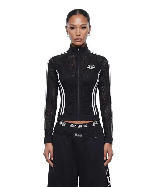 [BADBLOOD] Mystic Lace Track Zip-Up - Black / 미스틱 레이스 트랙 집업 - 블랙