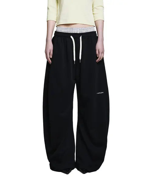 [ROUGHTYPE] Checkered Double Layered Sweatpants - Black
