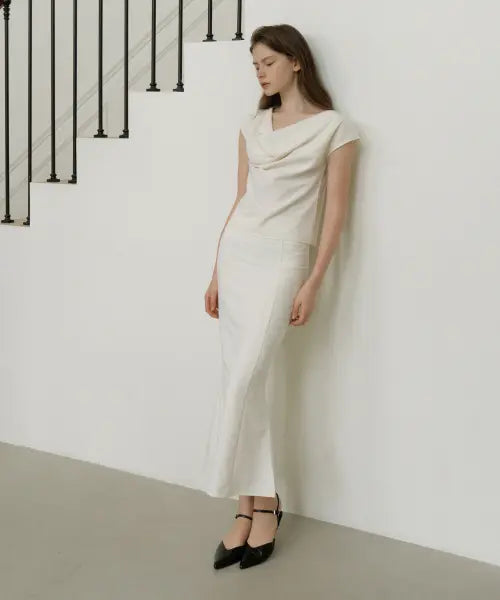 [REORG] GIR BELL FLARED MAXI SKIRT IVORY