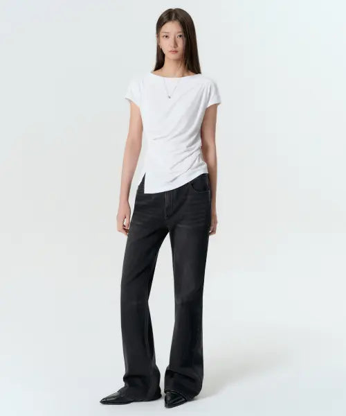 [MUSINSA STANDARD WOMAN] WOMENS BOOTS CUT DENIM PANTS [WASHED BLACK] / 우먼즈 에센셜 부츠 컷 데님 팬츠 [워시드 블랙]
