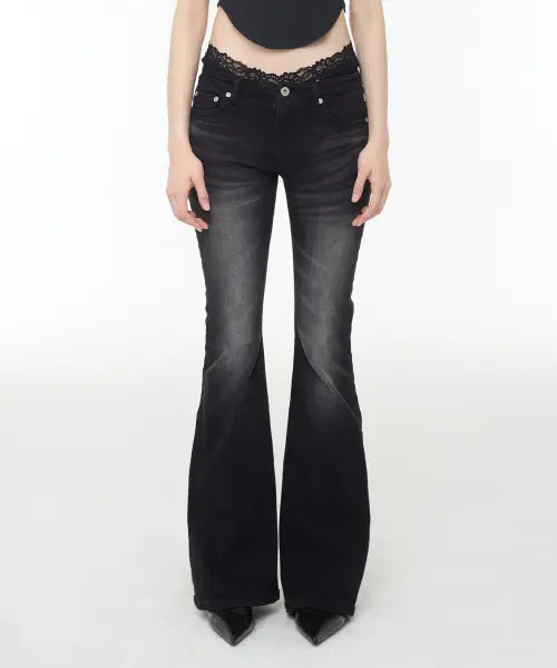 [ROCKCAKE] Nova Bootcut Jeans - Black