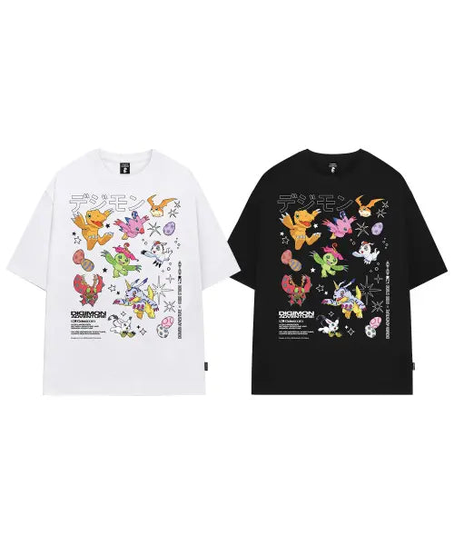 [ODDSTUDIO] Digimon Adventure Rookie Stage Digimon T-shirt / [디지몬 어드벤처] Rookie Stage Digimon Overfit T-shirt_Color ver. - 2COLOR