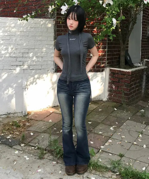 [SECONDSALT] LOW-RISE FLARE DENIM PT (ASH BLUE) / 로우라이즈 플레어 데님 팬츠 (애쉬블루)