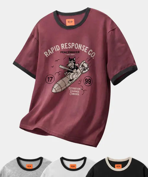 [DIMITRI BLACK] VLAD VINTAGE PEACEMAKER RINGER SHORT SLEEVE T-SHIRT_4 COLOR / VLAD 빈티지 PEACEMAKER 링거 티셔츠_4 COLOR