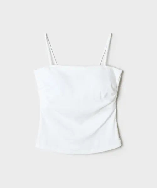 [SPAO] [BRA-IN] Cropped Ribbed Tank Top with Side Shirring / [BRA-IN] 캡내장 크롭 옆셔링 나시_SPRNG37G20