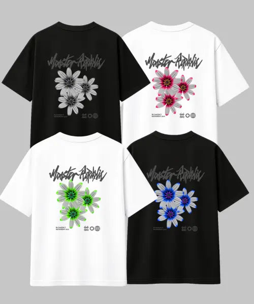 [MONSTER REPUBLIC] [2PACK] Daisy Flower Oversized Short Sleeve T-Shirt Set / [2PACK] 데이지 플라워 오버핏 반팔티 4종 2팩 패키지