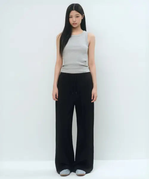 [MUSINSA STANDARD WOMAN] Women's RN Wide Banding Pants [Black] / 우먼즈 RN 와이드 밴딩 팬츠 [블랙]