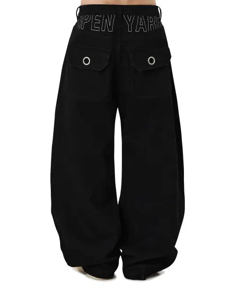 [OPENYARD(OY)] TUCK WIDE VOLUME PANTS - BLACK
