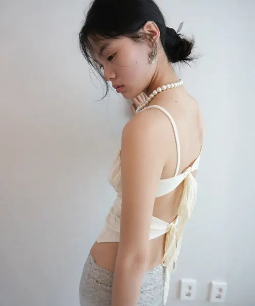 [LOSESLEEPOVER] Ribbon Tie Camisole *Cream / 리본 타이 캐미솔 *크림