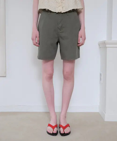 [FRIVER07] Washed cargo denim shorts [FRSP08SP01]_Khaki