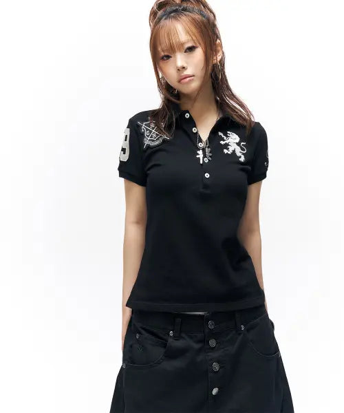 [SCHISM INDUCING] TEAM SCHISM POLO SHIRT BLACK